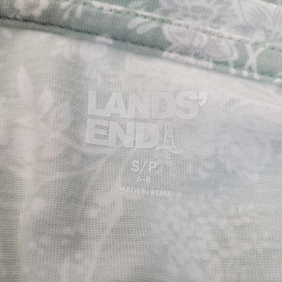 Lands End Shirt Womens Small Green Floral 3/4 Sleeve Cotton Tunic Top Cottage - Picture 2 of 13